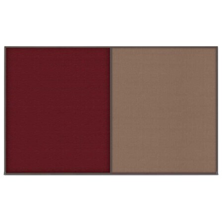 United Visual Products Triple Door Radius Corkboard, 96"x48", Hea UV7016RC-BLACK-DBURGU